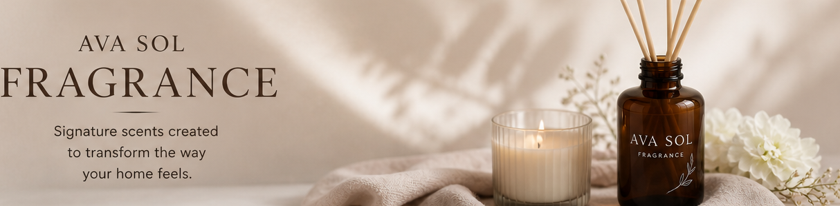 Ava Sol fragrance styled in warm natural light